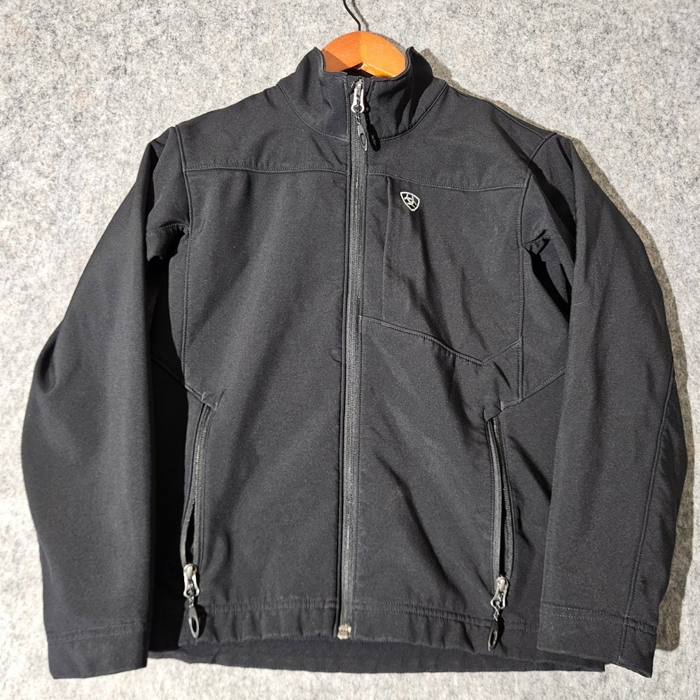 Ariat Softshell Jacket Boys Medium 10-12 Black Wind Water Resistant